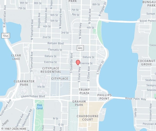 Location Map: 410 Evernia Street, Ste. 109 West Palm Beach, Florida 33401